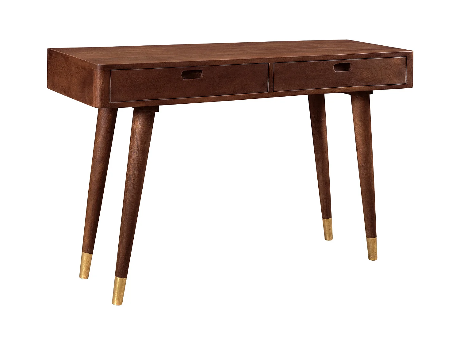 Console en bois massif 2 tiroirs et détails dorés - Colombo