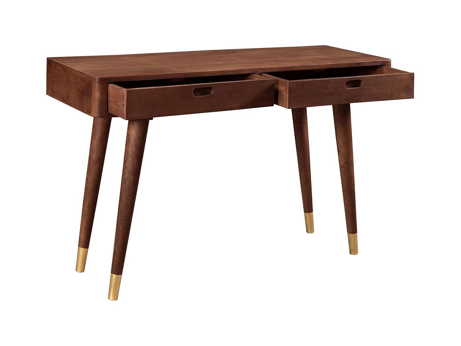 Console en bois massif 2 tiroirs et détails dorés - Colombo