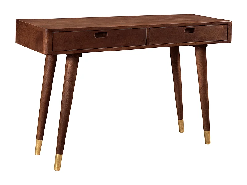 Consola de madera maciza con 2 cajones y detalles dorados - Colombo