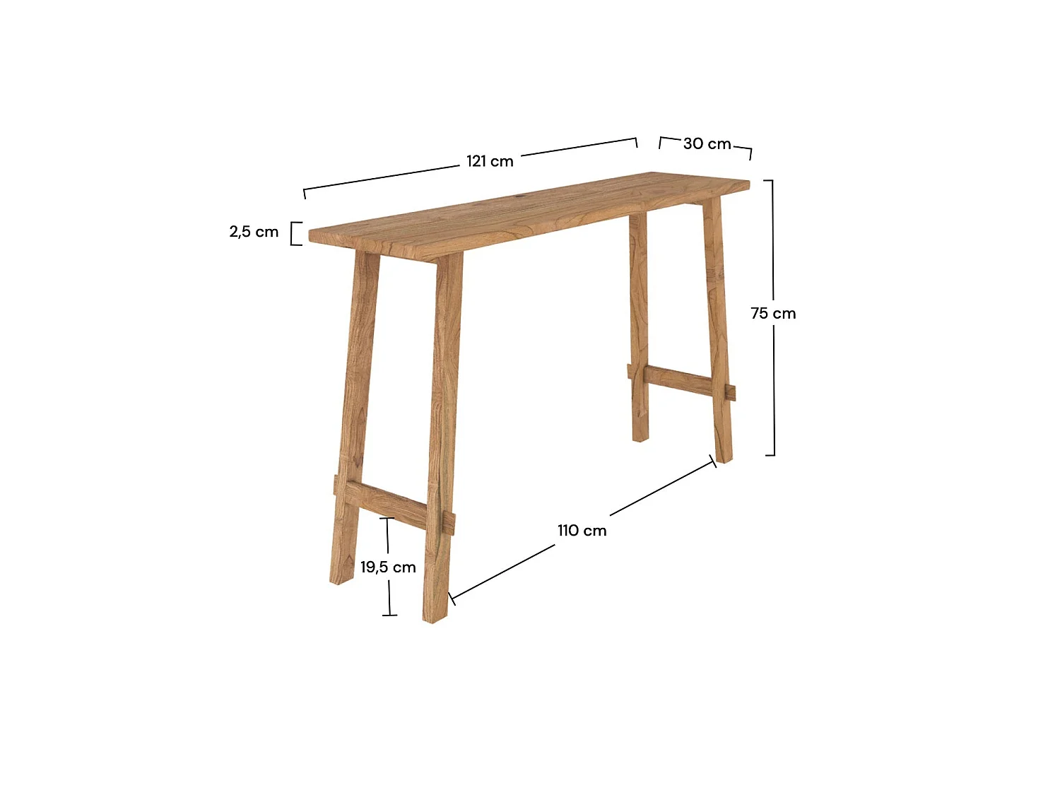 Console in legno teak riciclato - Cahya