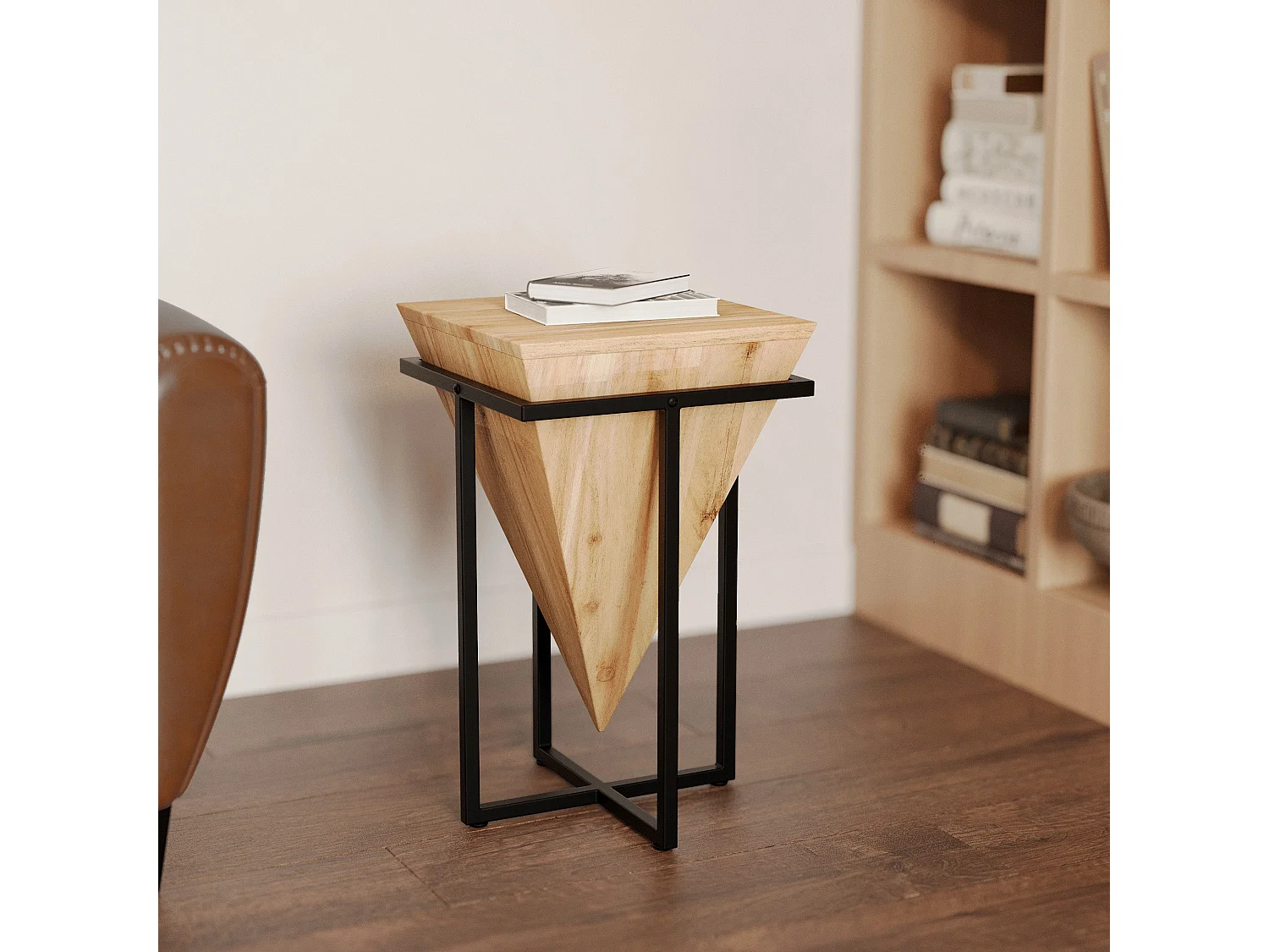 Silla de montar media de madera de acacia y metal - Shanghai