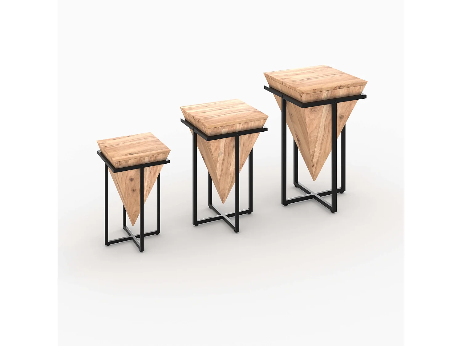 Silla de montar media de madera de acacia y metal - Shanghai