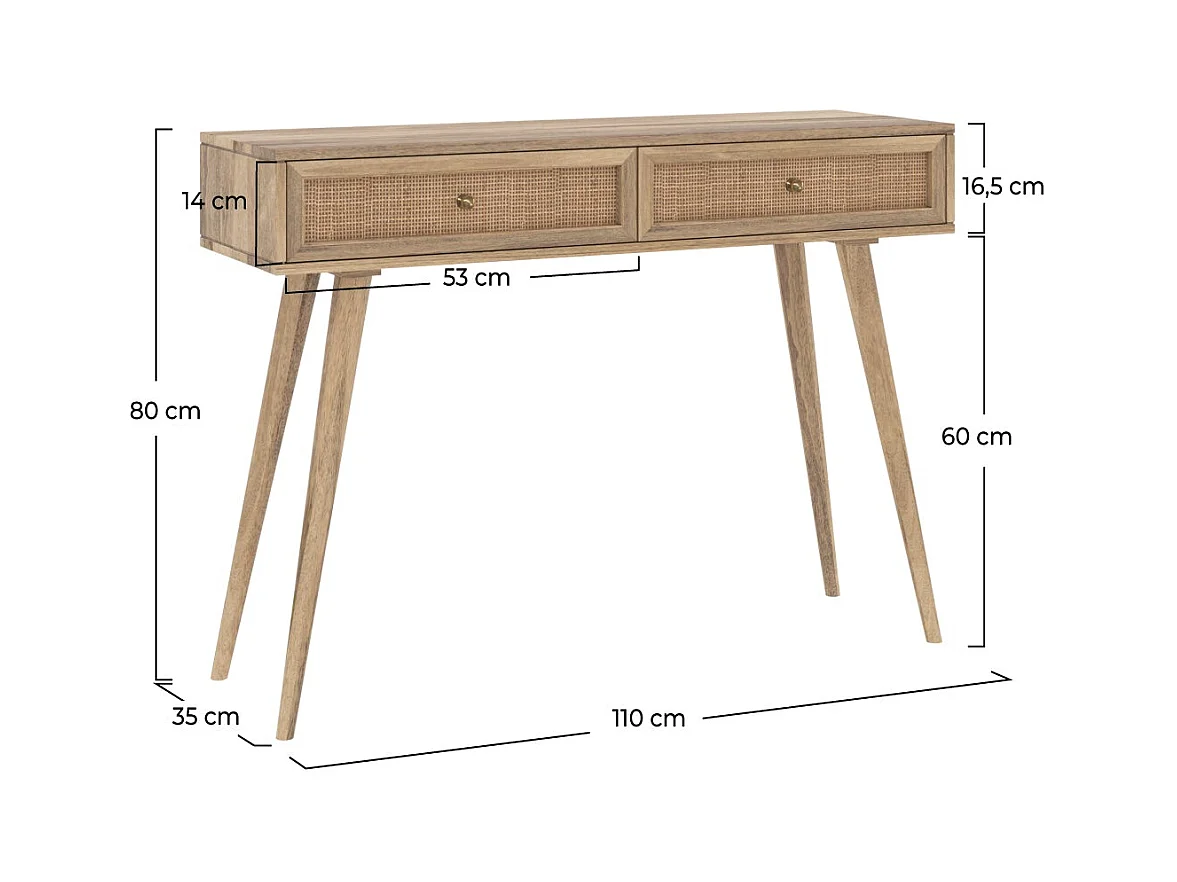 Consolle a 2 cassetti in legno di mango - Masala