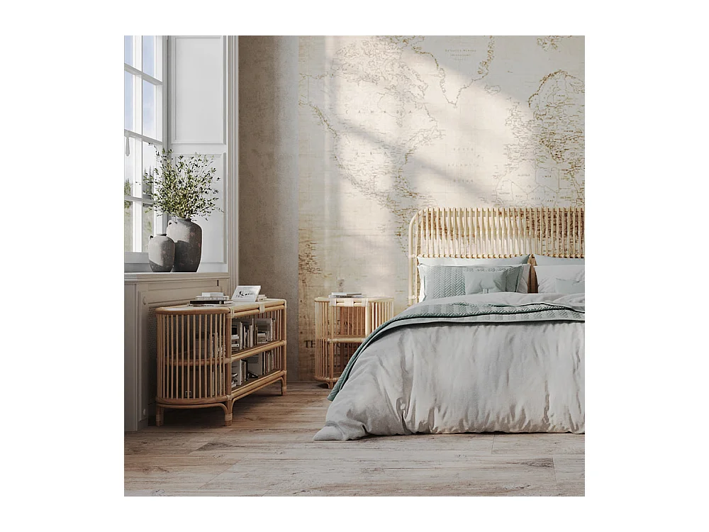 Console 140 cm en rotin naturel avec étagères - Marthe