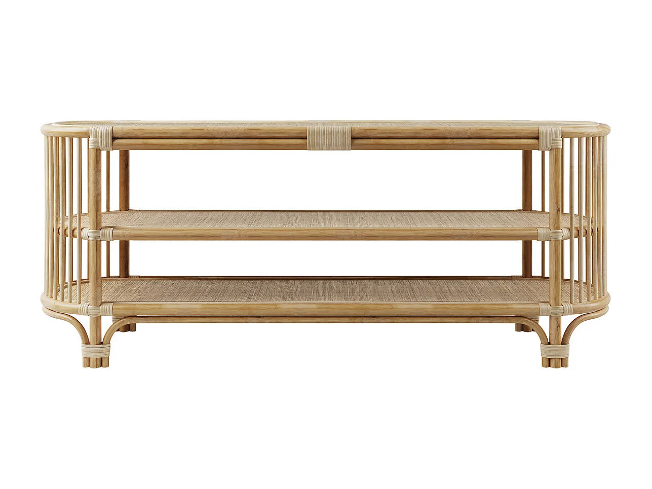 Consola de ratán natural de 140 cm con estantes - Marthe