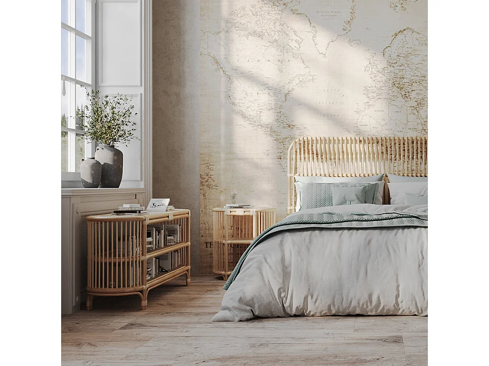 Console 140 cm en rotin naturel avec étagères - Marthe