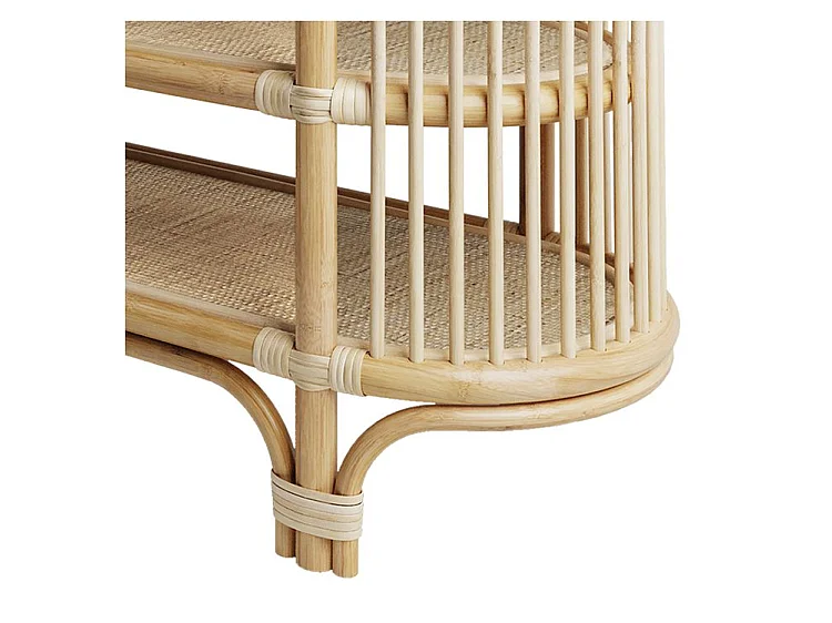 Console 140 cm en rotin naturel avec étagères - Marthe