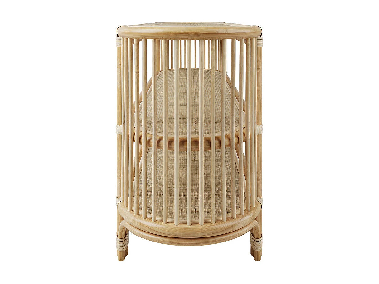 Console 140 cm en rotin naturel avec étagères - Marthe
