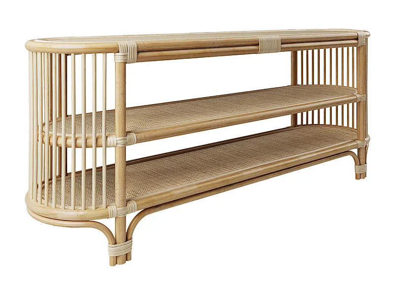 Consola de ratán natural de 140 cm con estantes - Marthe