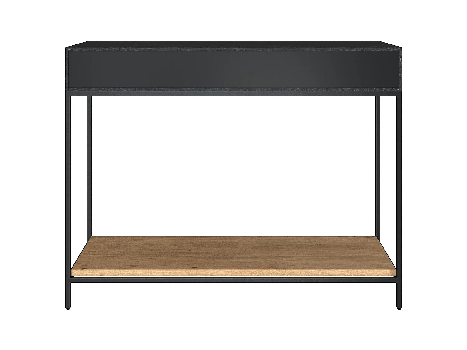 Consola de 2 cajones de madera de acacia con patas de metal negro - Jakson