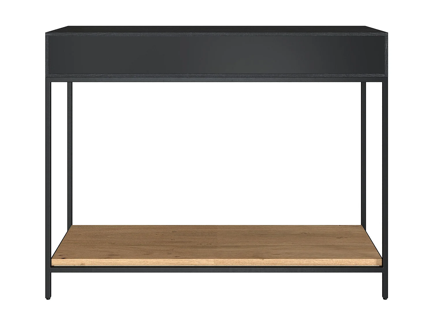 Consola de 2 cajones de madera de acacia con patas de metal negro - Jakson