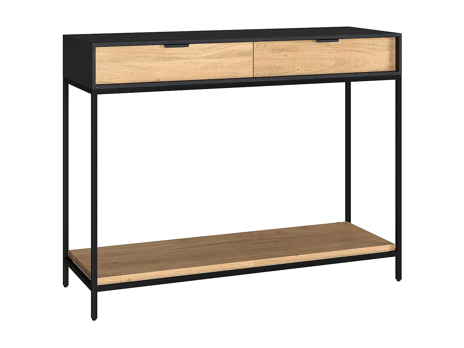 Consolle a 2 cassetti in legno di acacia con gambe in metallo nero - Jakson