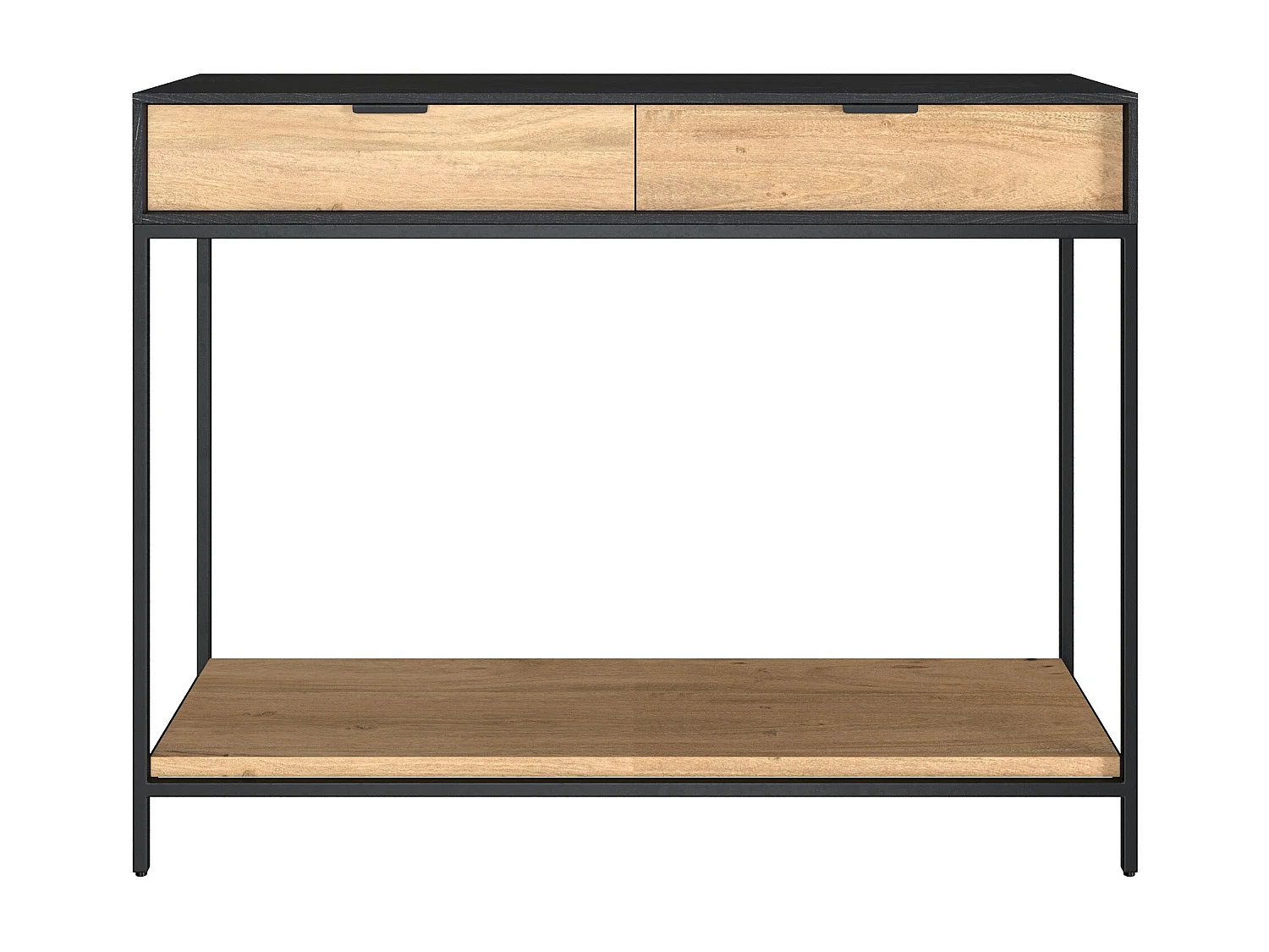 Consolle a 2 cassetti in legno di acacia con gambe in metallo nero - Jakson