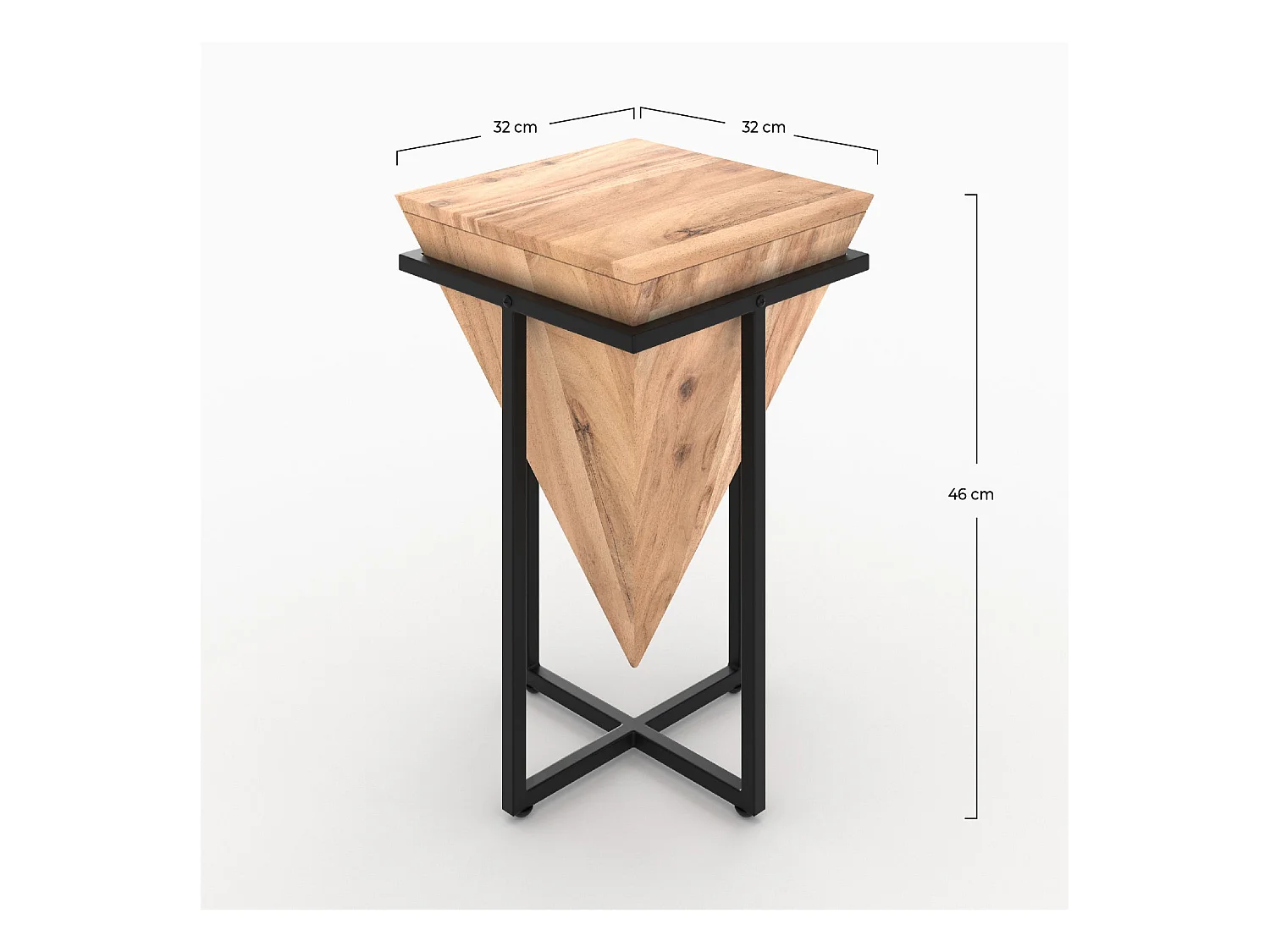 Piccolo tavolino  in legno di acacia e metallo - Shanghai