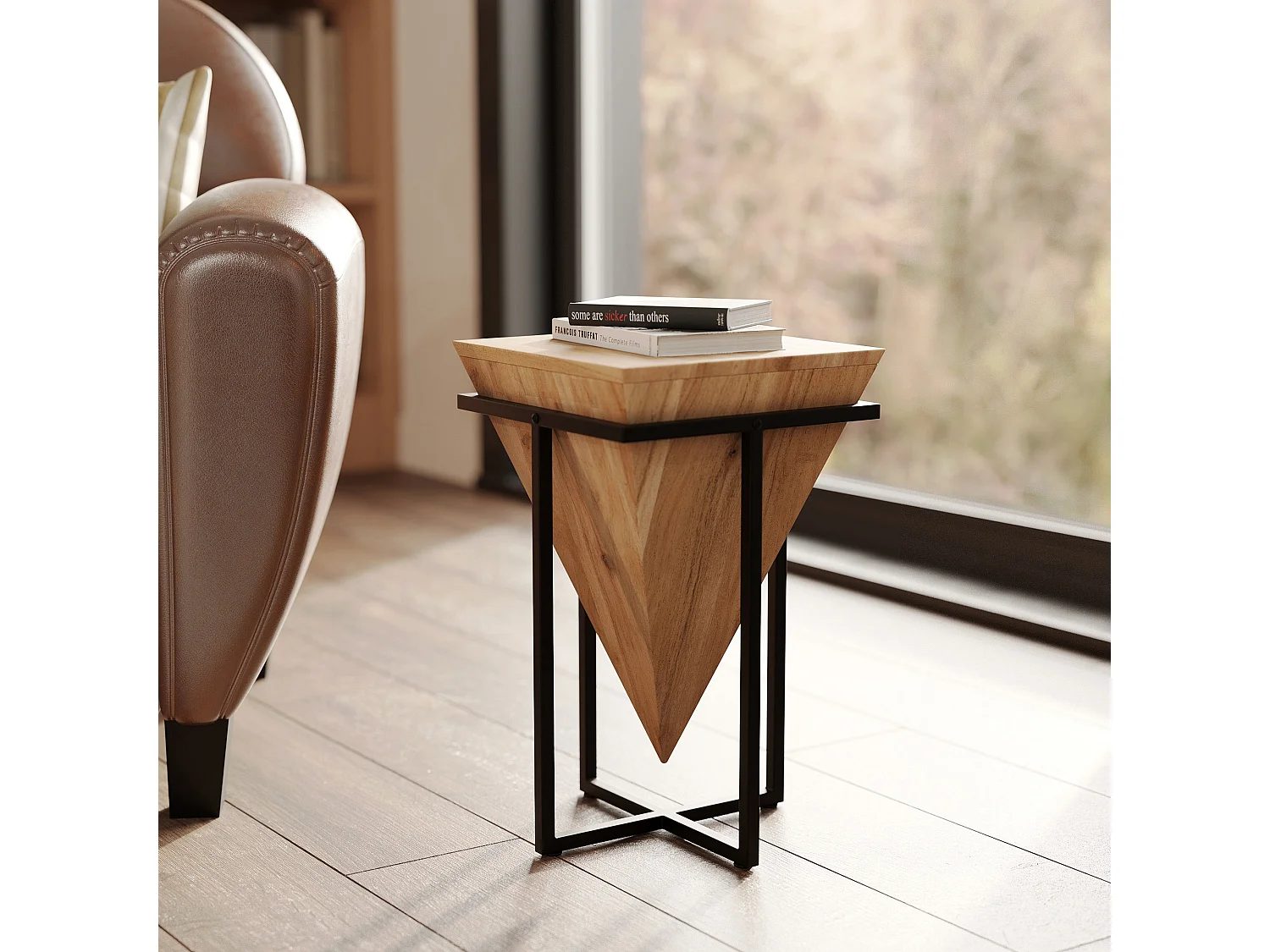 Petite sellette en bois d'acacia et métal - Shanghai