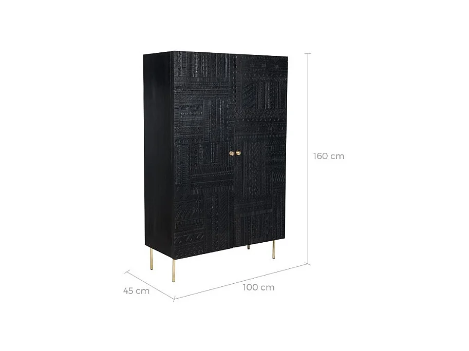 Armario negra y metal dorado grabado - Chimane