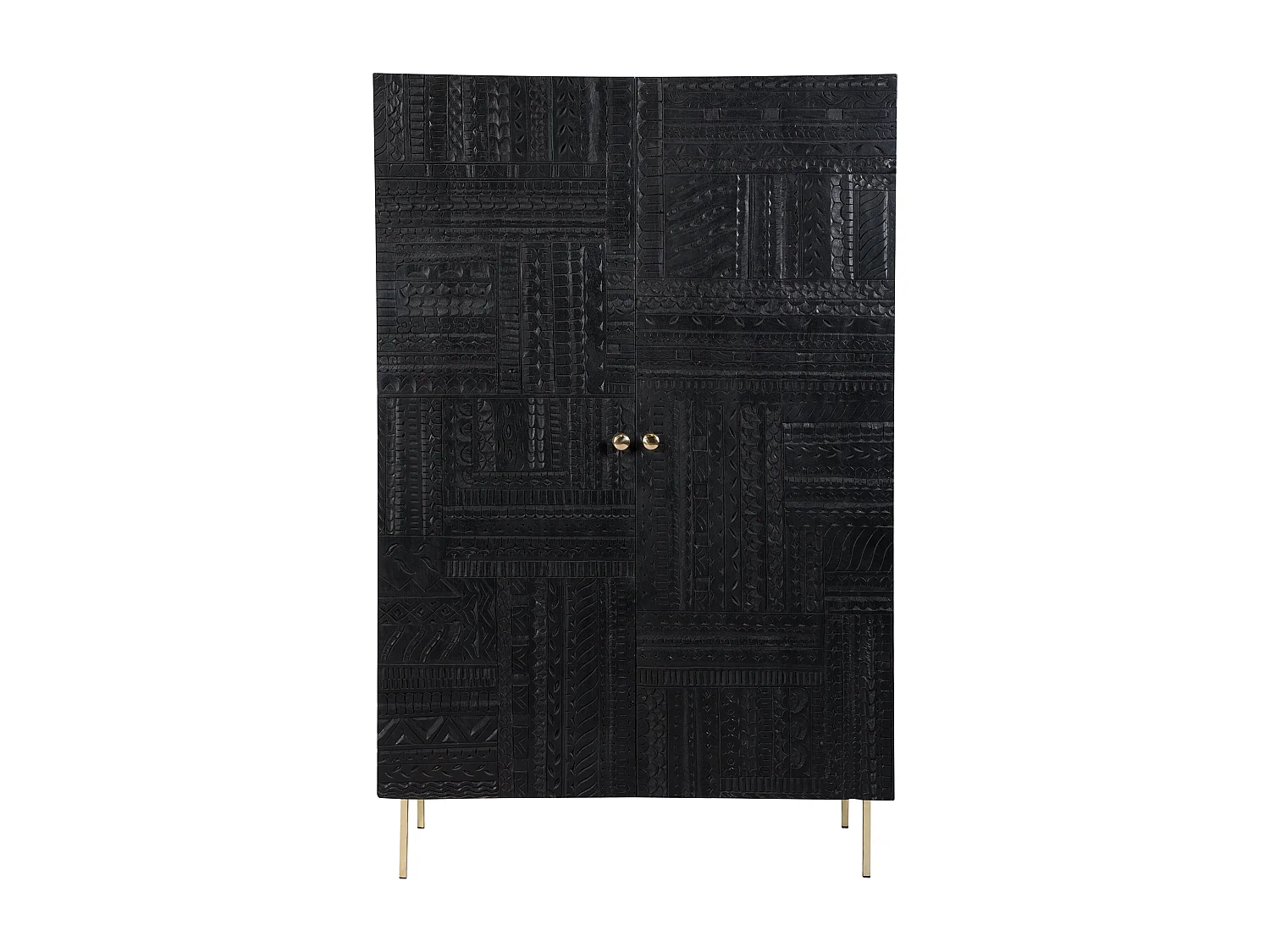 Mobile in legno nero inciso e metallo dorato - Chimane