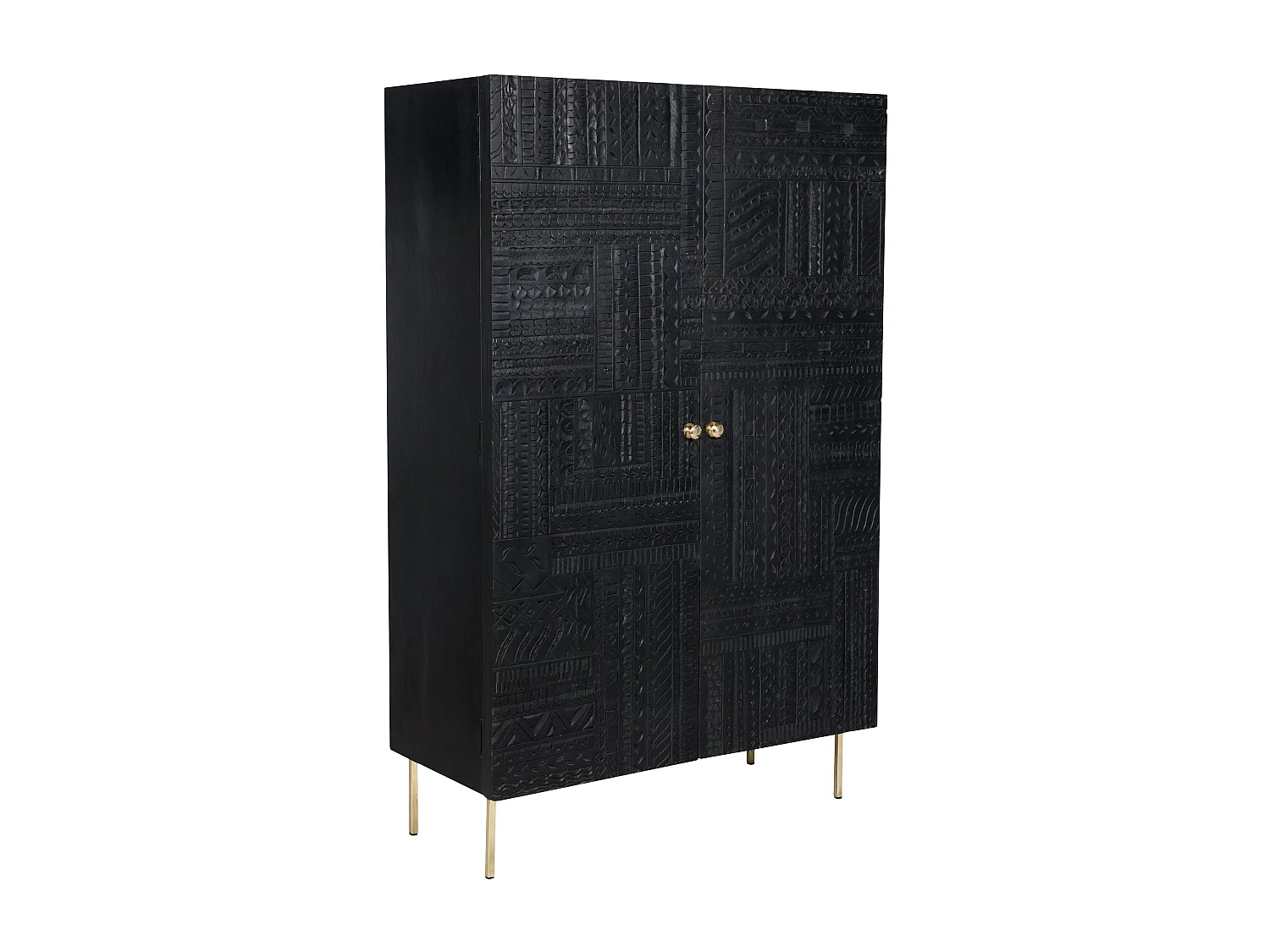 Mobile in legno nero inciso e metallo dorato - Chimane