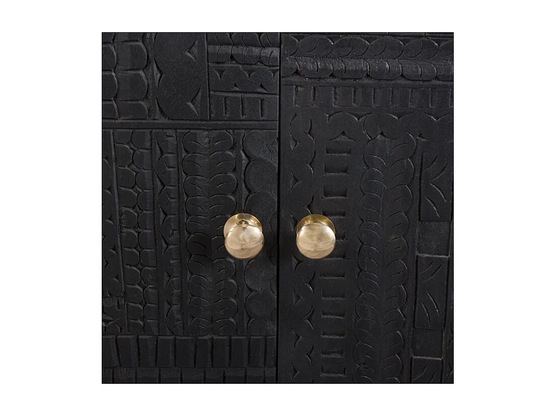 Mobile in legno nero inciso e metallo dorato - Chimane