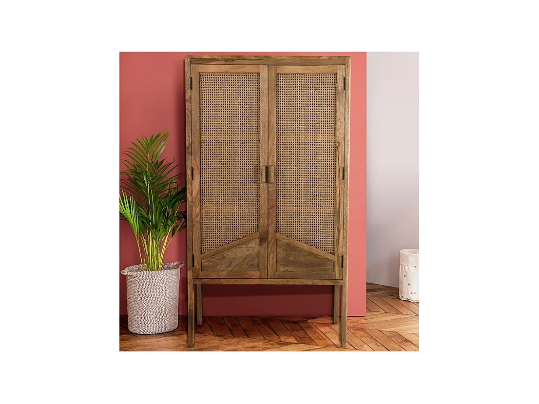 Armadio a 2 ante in legno e canna - Tiki