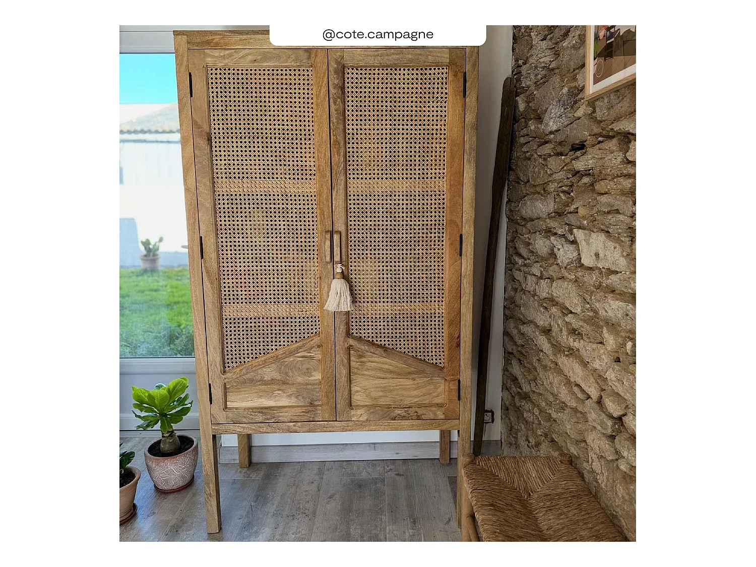 Armadio a 2 ante in legno e canna - Tiki