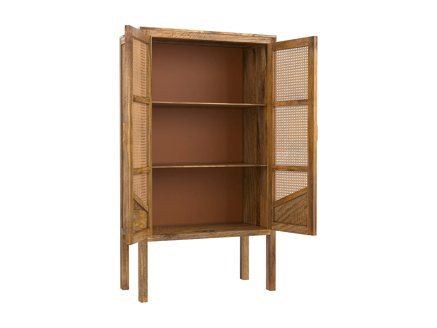 Armoire en cannage et bois 2 portes - Tiki