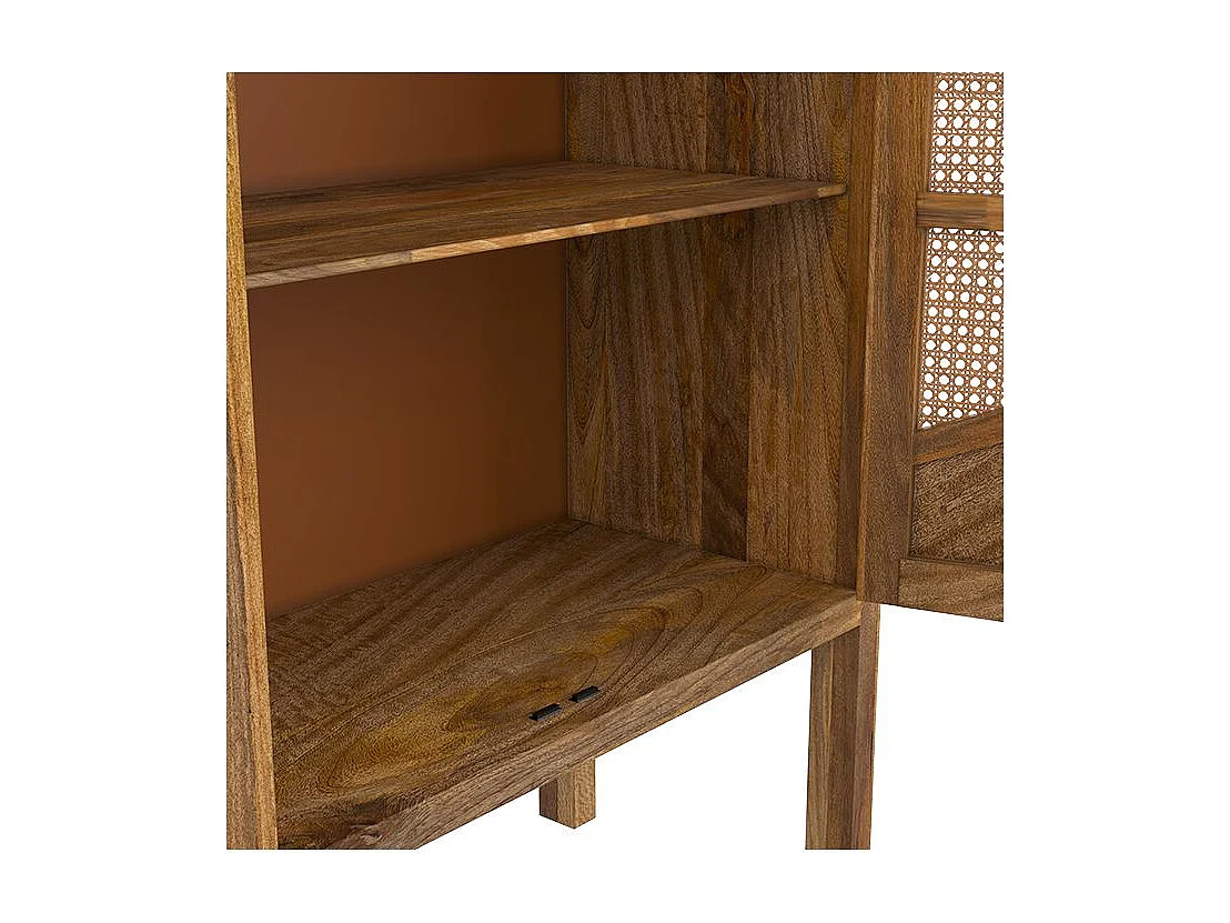 Armoire en cannage et bois 2 portes - Tiki