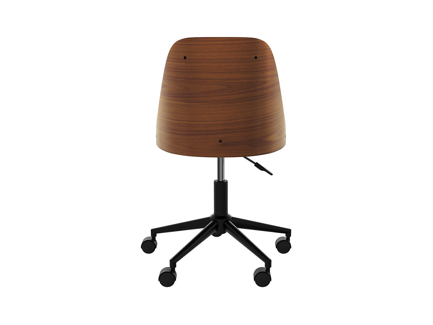 Sedia da scrivania girevole su rotelle in legno scuro e PU nero - Georges