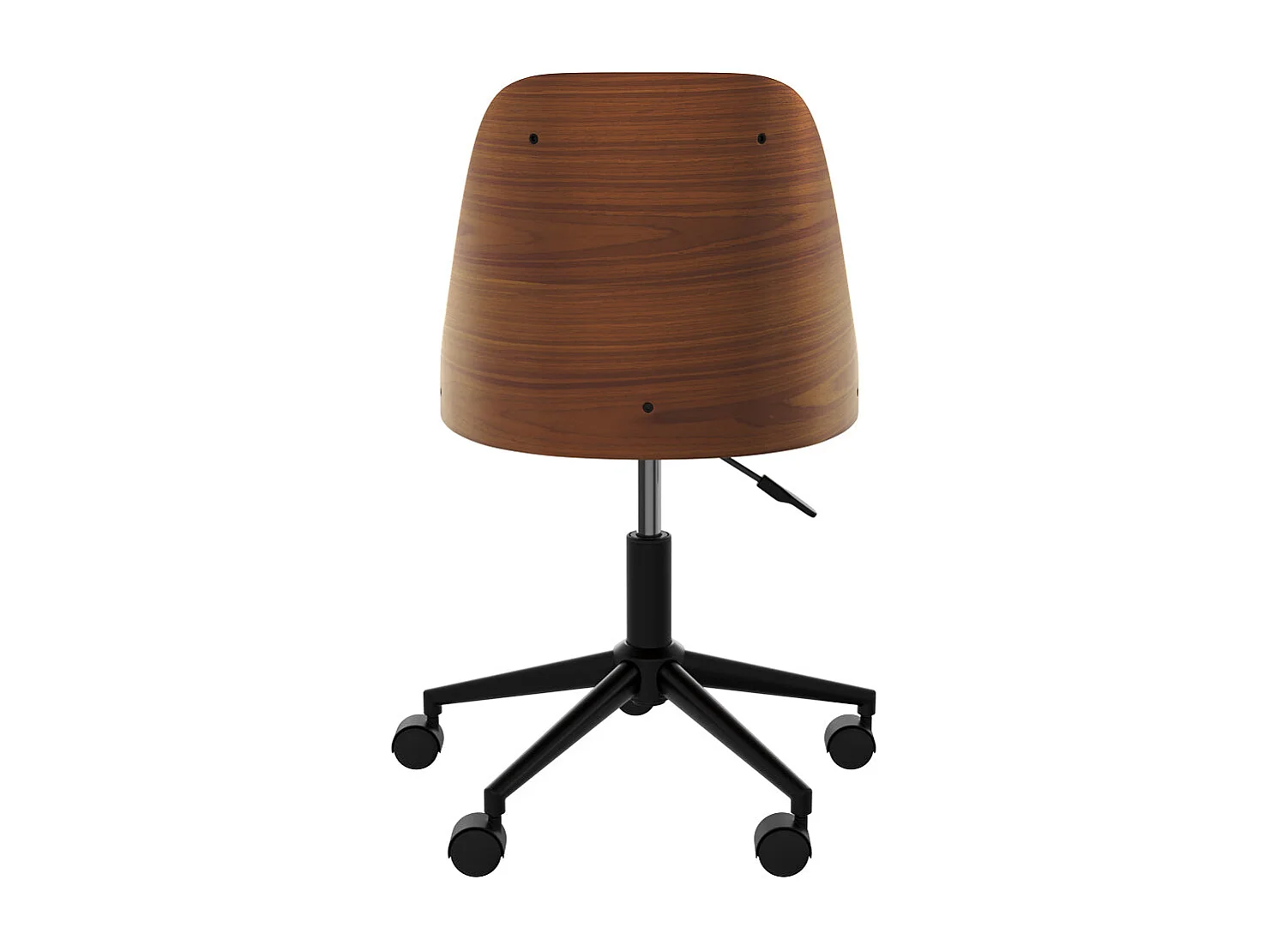 Sedia da scrivania girevole su rotelle in legno scuro e PU nero - Georges