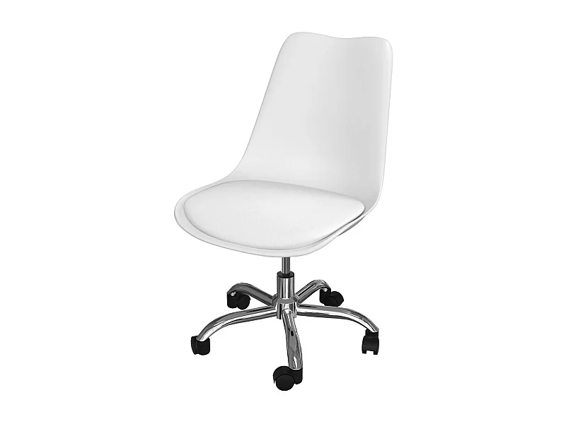 Chaise de bureau blanche sur roulettes - Skandi