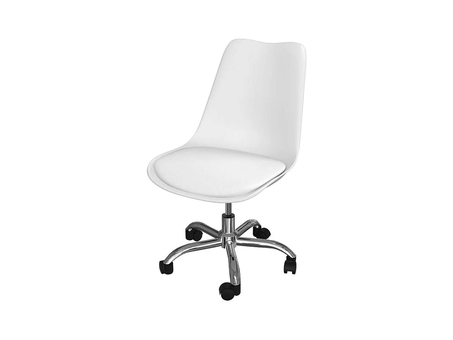 Chaise de bureau blanche sur roulettes - Skandi
