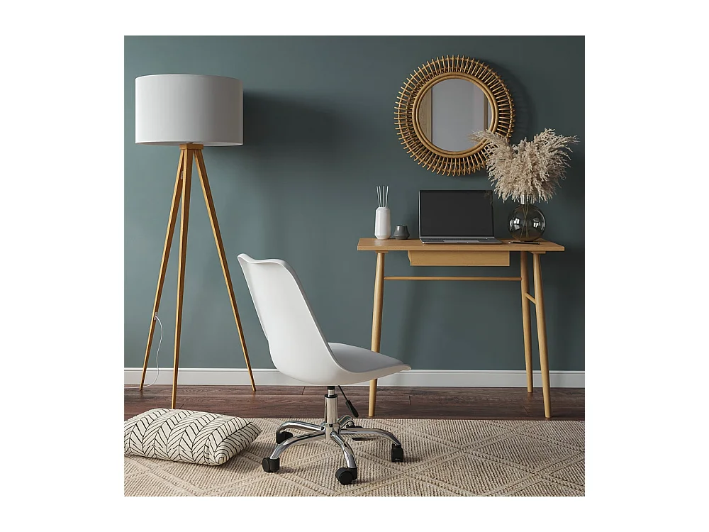 Chaise de bureau blanche sur roulettes - Skandi