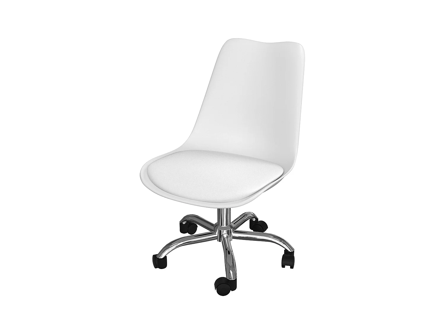 Chaise de bureau blanche sur roulettes - Skandi