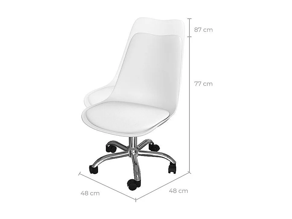 Sedia da ufficio bianca con ruote - Skandi