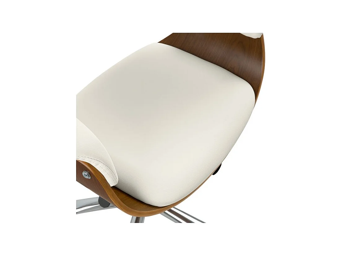 Silla de oficina con ruedas en madera y PU blanco - Basile