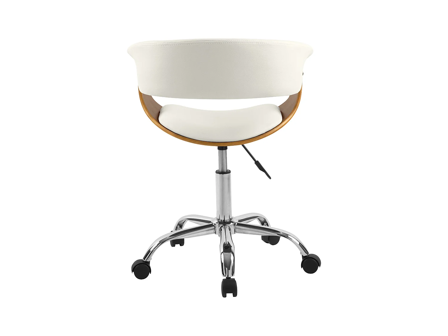 Silla de oficina con ruedas en madera y PU blanco - Basile