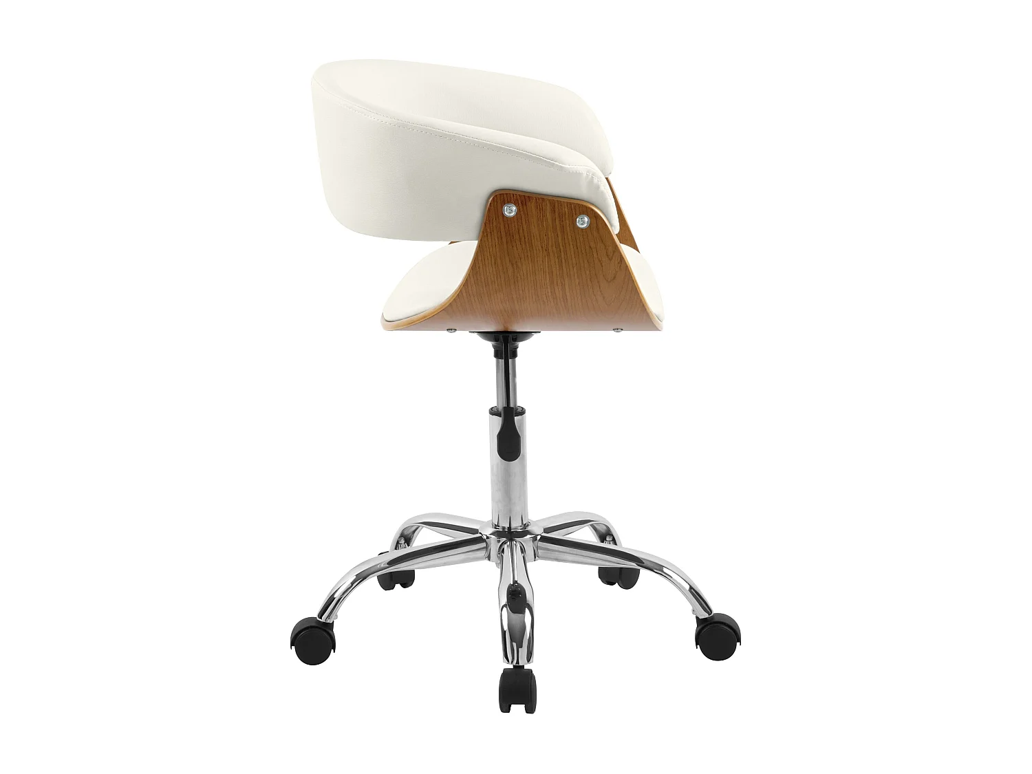 Chaise de bureau pivotante en bois et PU blanc - Basile