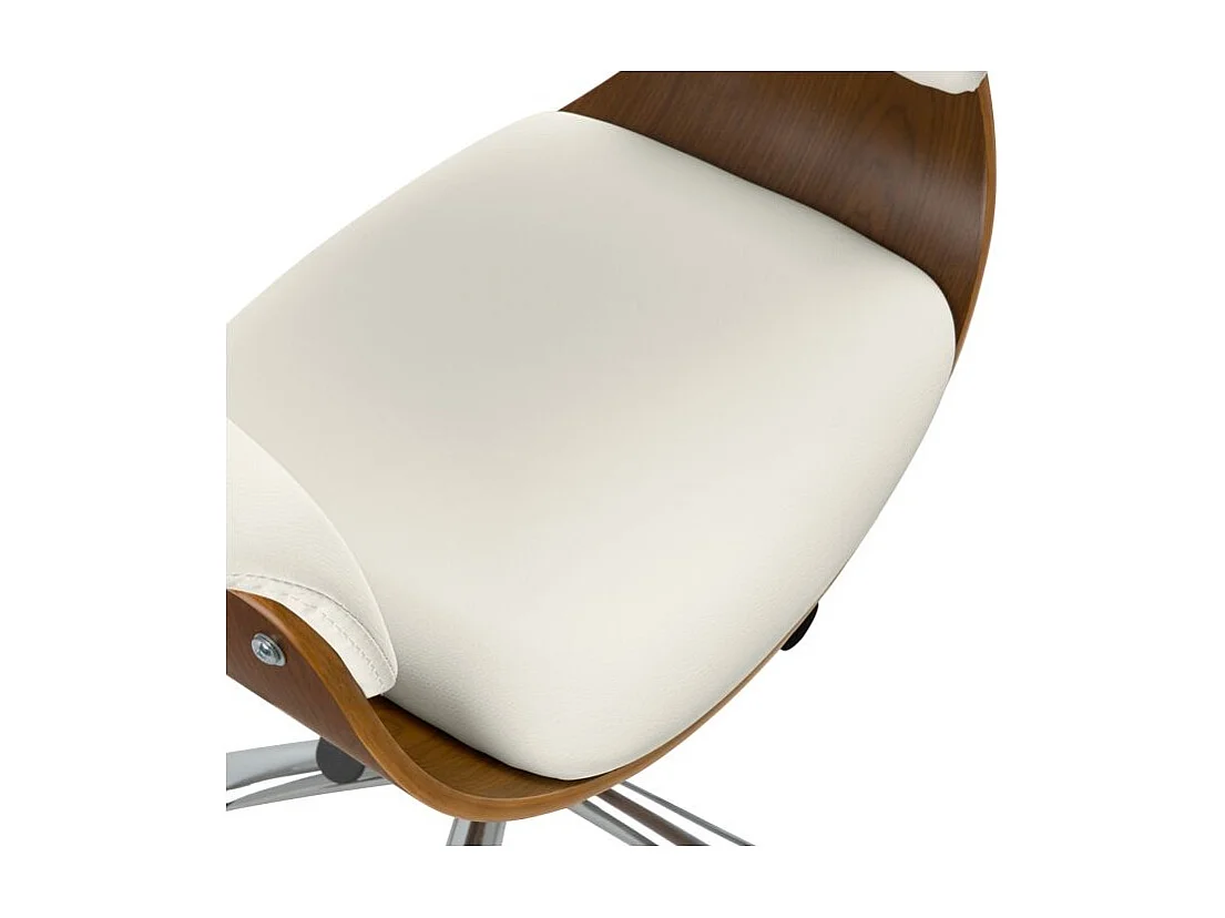 Chaise de bureau pivotante en bois et PU blanc - Basile