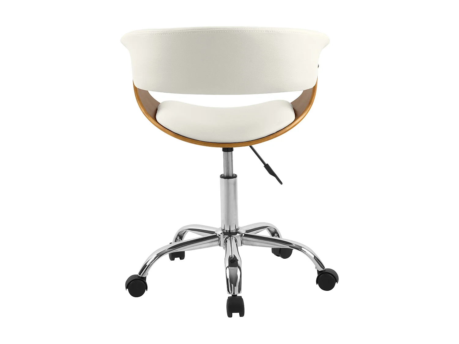 Chaise de bureau pivotante en bois et PU blanc - Basile