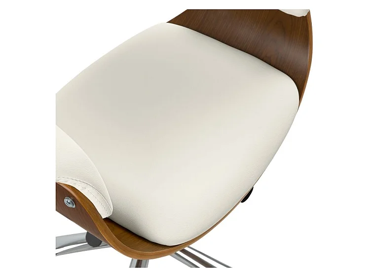 Sedia da ufficio girevole in legno e PU bianco - Basile