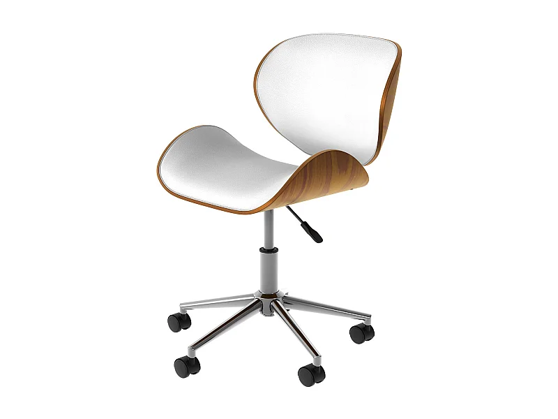 Silla giratoria de oficina en piel sintética blanca 79-91cm - Baudoin