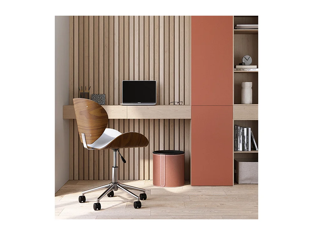 Sedia da scrivania  girevole in pelle sintetica bianca 79-91 cm - Baudoin