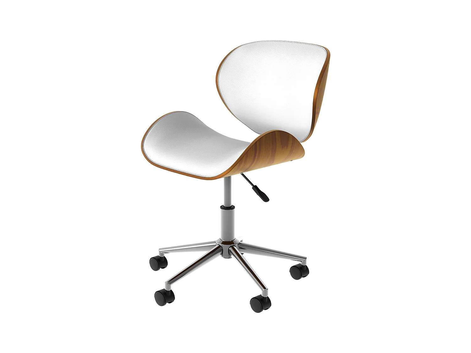 Chaise de bureau pivotante en cuir synthétique blanc 79-91cm - Baudoin