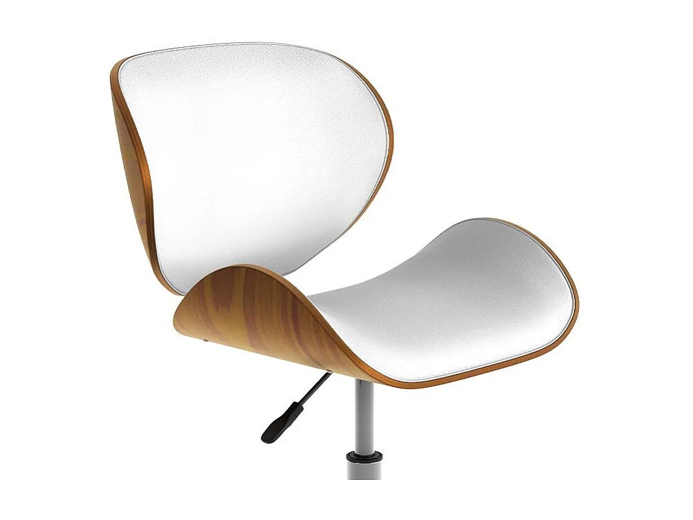 Chaise de bureau pivotante en cuir synthétique blanc 79-91cm - Baudoin