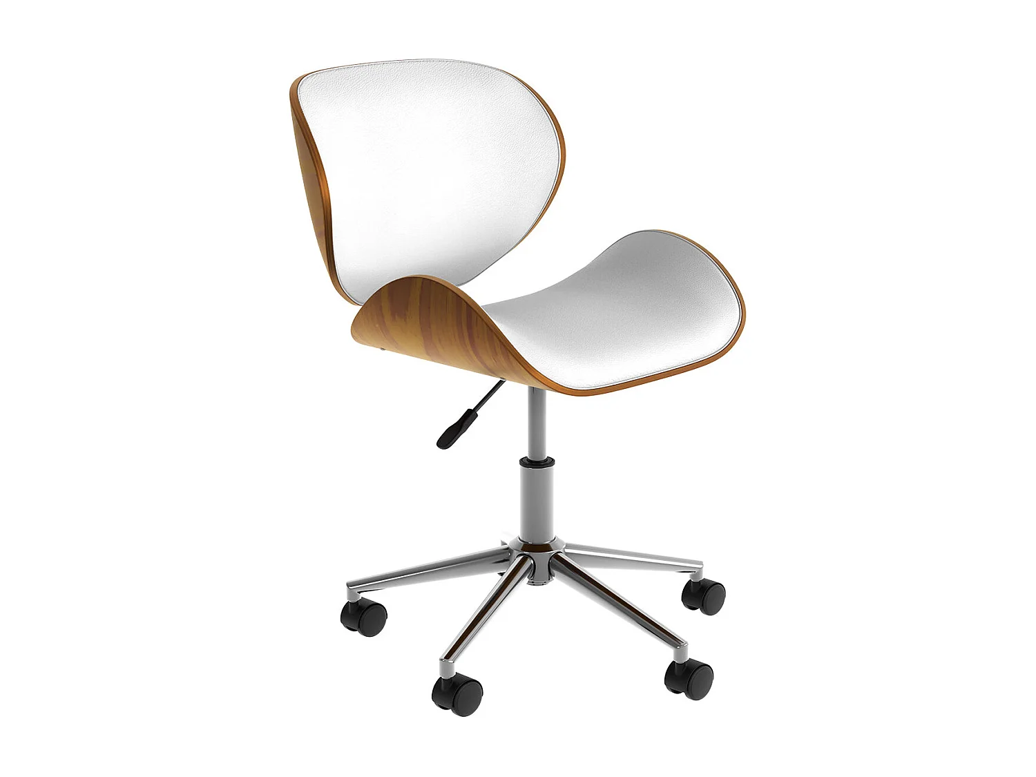 Chaise de bureau pivotante en cuir synthétique blanc 79-91cm - Baudoin