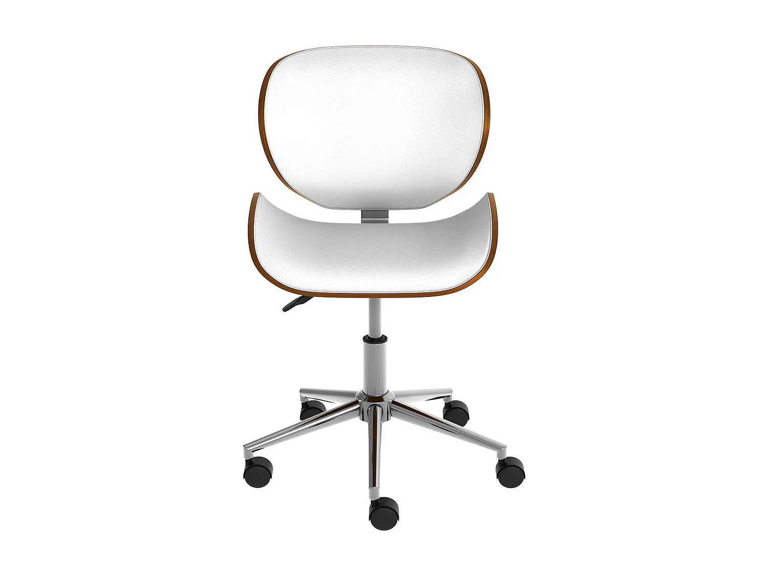 Chaise de bureau pivotante en cuir synthétique blanc 79-91cm - Baudoin