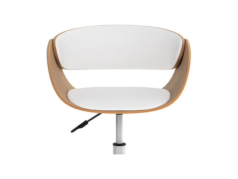 Silla giratoria de madera y PU blanco con ruedas - Adelmar