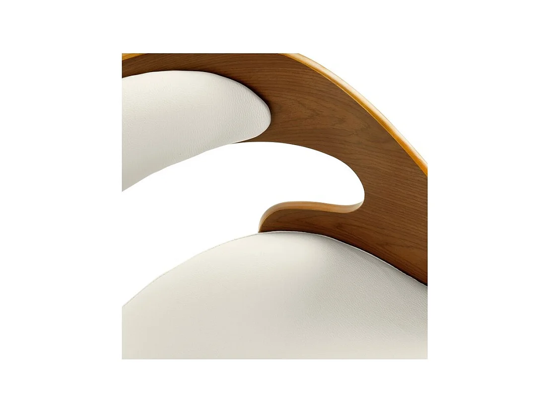 Silla de oficina con ruedas en madera y PU blanco - Louis