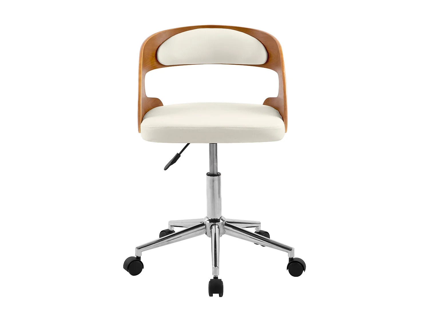 Chaise de bureau pivotante en bois et PU blanc - Louis