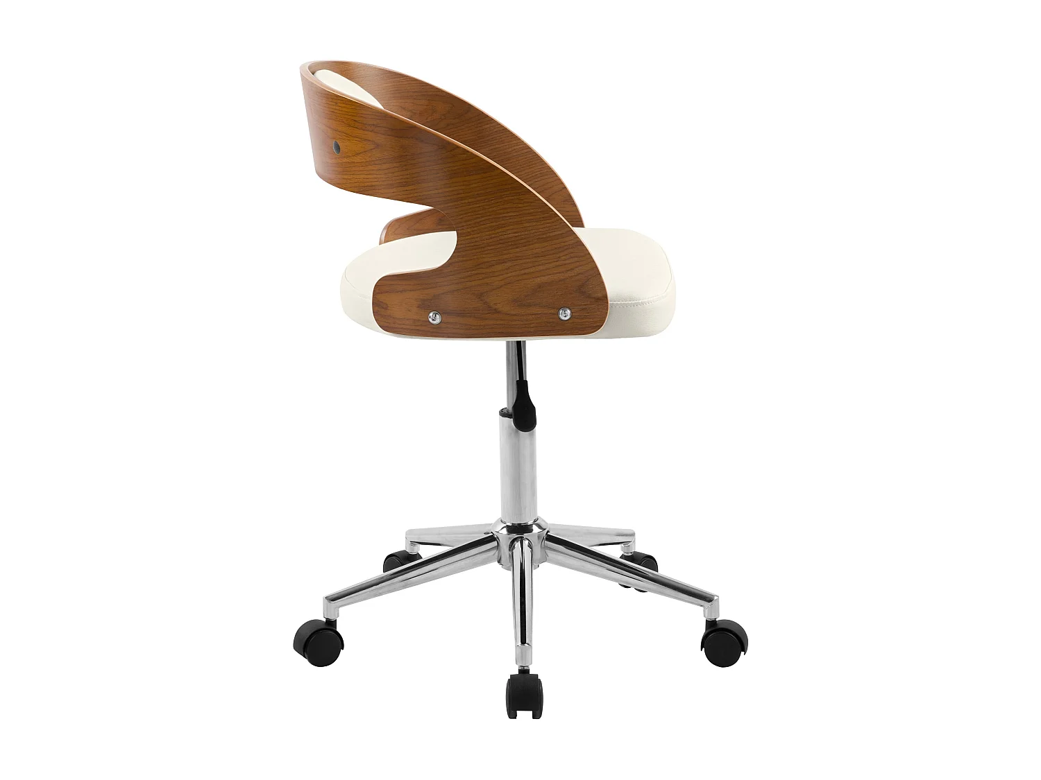 Chaise de bureau pivotante en bois et PU blanc - Louis